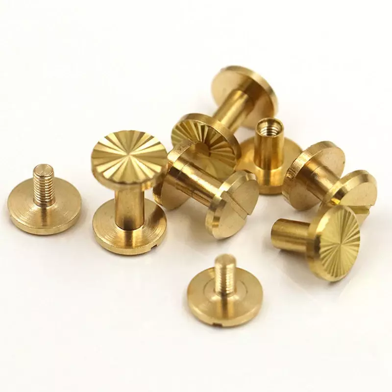 10pcs Solid Brass Binding Chicago Screws Nail Stud Rivets For Photo Album Leather Craft Studs Belt Wallet Fasteners 10mm Cap