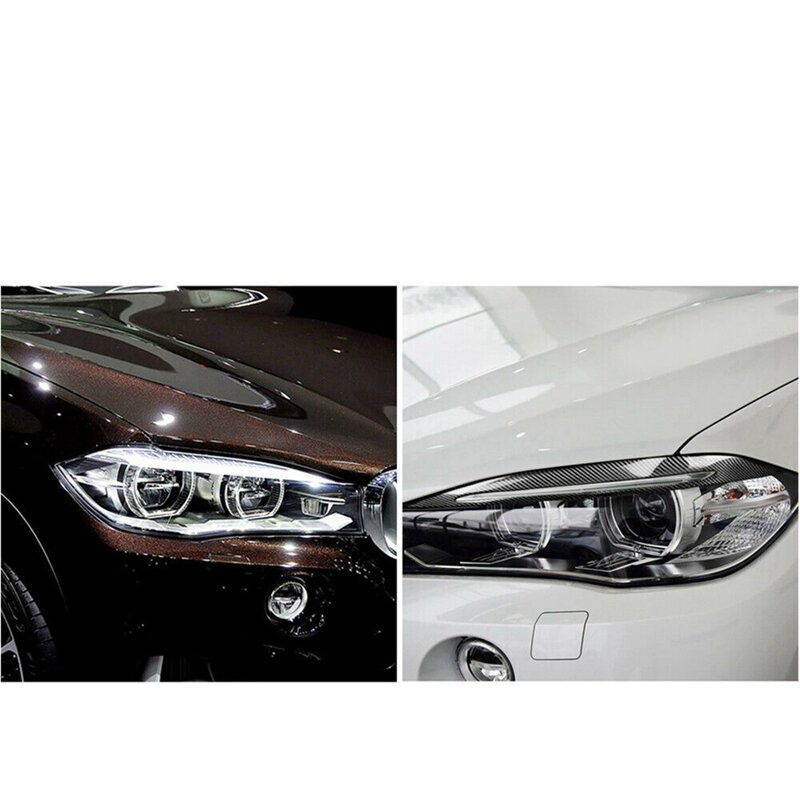 2 PCS Car Headlight Eyelids Eyebrow Cover Real Carbon Fiber Automotive Supplies For BMW F15 X5 F85 X5M X6 2014-2018