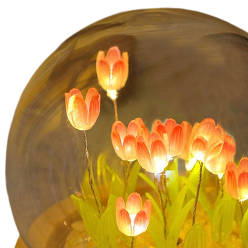 Tulip Light Material, Handmade Ornament Decorative Sleeping Lamp DIY Night Light for NightStand Bedroom Living Room Dorm Wedding