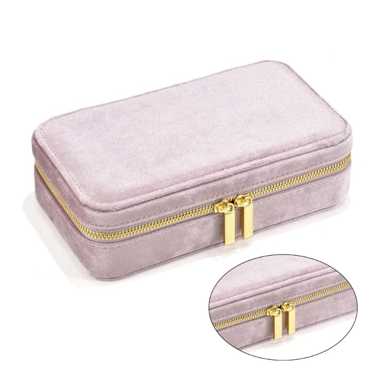 E0BF Velvets Jewelry Box Rings Holder Earrings Necklace Display Storage Cases Portable Rings Holder Travel Jewelry Organizers