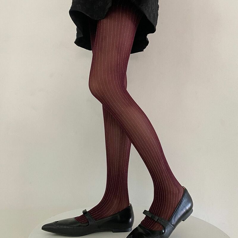 Fashion Simple Transparent Ultra-thin Striped Tights Anti Hooker Women's Stockings JK Slim Pantyhose