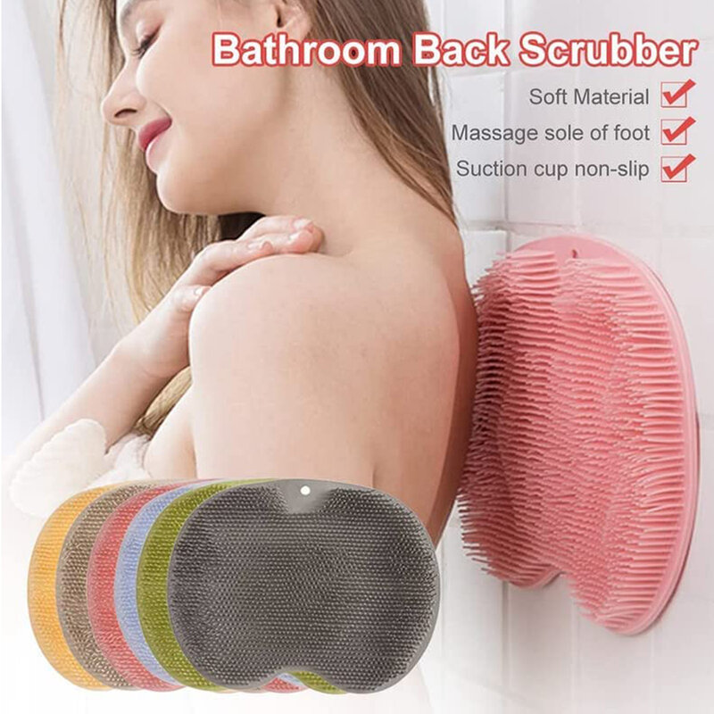 Masajeador exfoliante de silicona para ducha, limpiador de pies y espalda, esterilla de masaje con ventosas antideslizantes, limpieza corporal