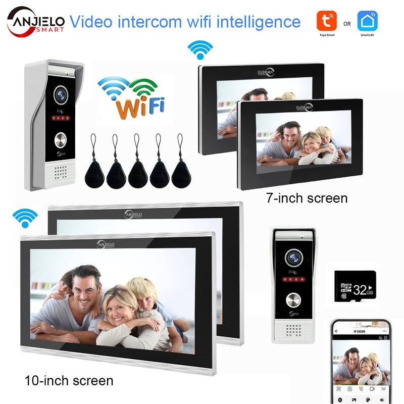 TUYA 7/10 Cal WiFi 1080P wideodomofon inteligentna aplikacja domowa bezprzewodowy wideodomofon System kontroli dostępu RFID do willi apartament