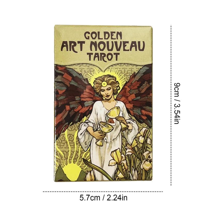 Barajas de Tarot doradas Art Nouveau, cartas de oráculo, juego de mesa de adivinación, baraja de Tarot para principiantes, adivinación del destino de la fortuna