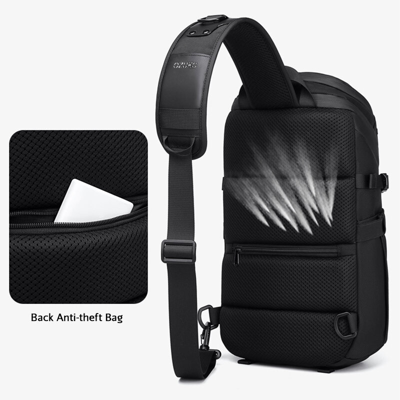 Men's Waterproof Crossbody Bag Chest Bag Anti-Theft Travel Messenger Sling Bag Tactical Multi-Functional Bag Fashion Designer