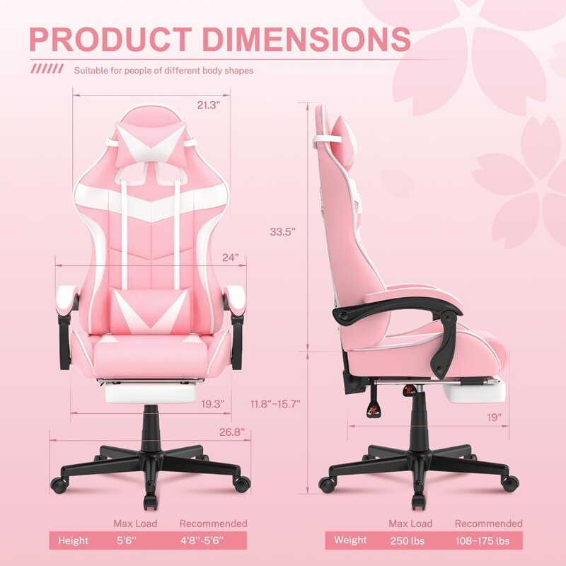 Cadeira para jogos de computador com apoio para os pés, poltrona rosa, esposa irmã e amor, jogador de mesa, escritório