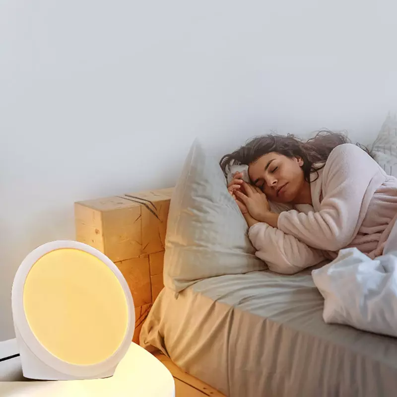 Lámpara de terapia de luz Sad, luz LED redonda, 10000Lux, tratamiento de depresión, luz nocturna, 3 modos de temperatura de Color, sincronización inteligente