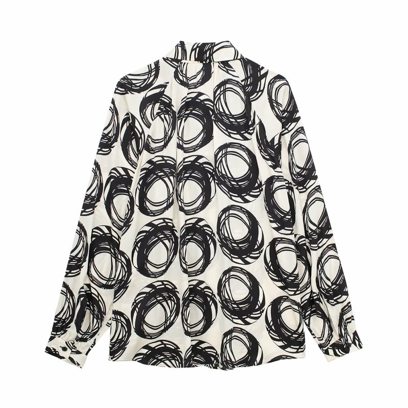 Camisa feminina de manga comprida estampada com calças estampadas em flores, temperamento do Coringa, blusa chique, nova moda, primavera, 2022