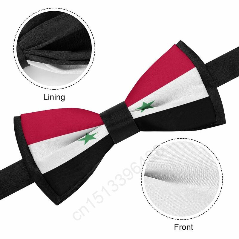 New Polyester Syria Flag Bowtie for Men Fashion Casual Men's Bow Ties Cravat Neckwear For Wedding Party Suits Tie