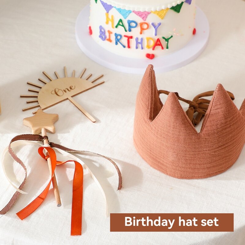 Aniversário coroa chapéu banner bolo de aniversário para crianças bebê bandana presente de aniversário decoração de natal fotografia adereços