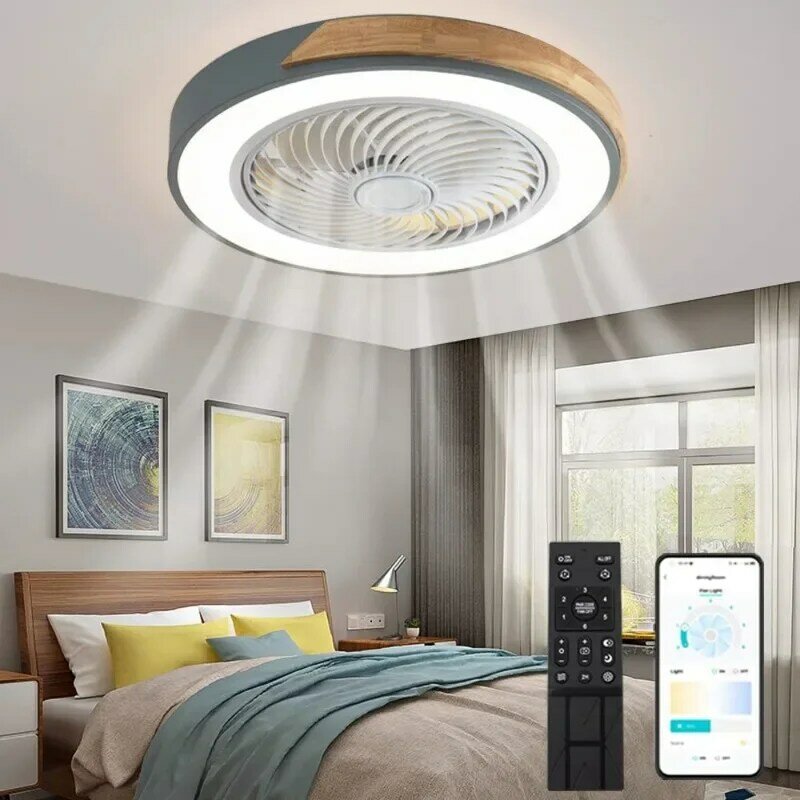 Lampu kipas LED dekorasi rumah tangga, lampu kipas plafon tidak terlihat untuk restoran kamar tidur, lampu meja makan