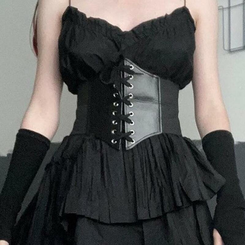 Ceinture corset élastique en faux cuir pour femme, ceinture corset à lacets élégante, ceinture corset élastique large pour robe