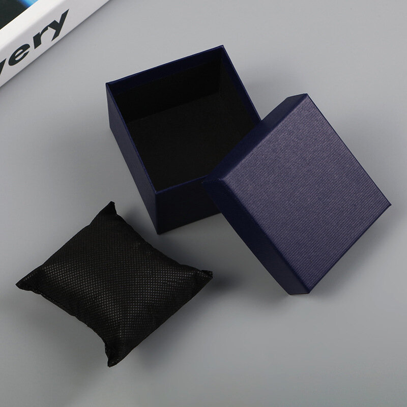 Pudełko do pakowania i wyświetlania pierścionek na prezent czarna skrzynka dekoracja papierowa pudełko na bransoletki papierowa poduszka z gąbką akcesoria jubilerskie 2023 nowości