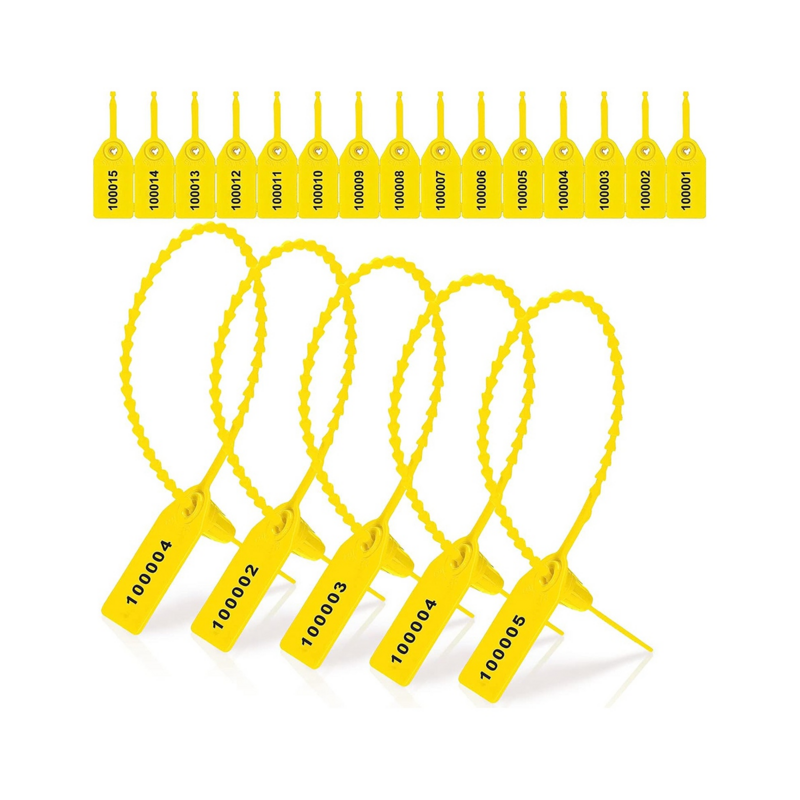 1000 Pcs Plastic Tamper Seals Fire Extinguisher Tags Security Tags Seals Safety Numbered Zip Ties Labels (Yellow)