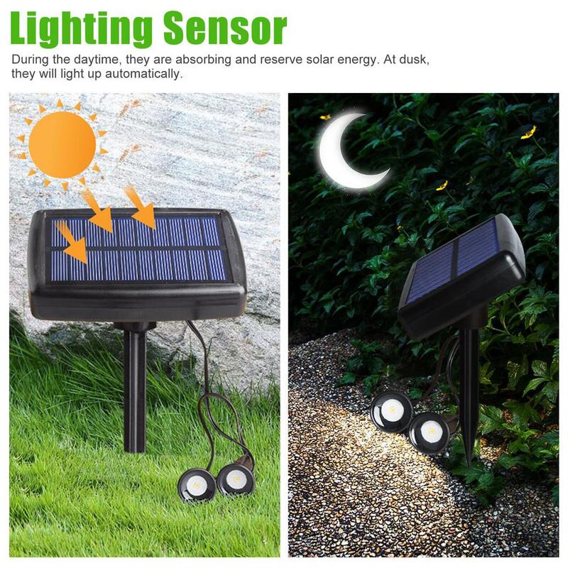 Outdoor Solar Powered Lights, 20LM, 10 LEDs, lâmpada de jardim, IP65 impermeável, holofotes paisagem, passarela, quintal, caminho