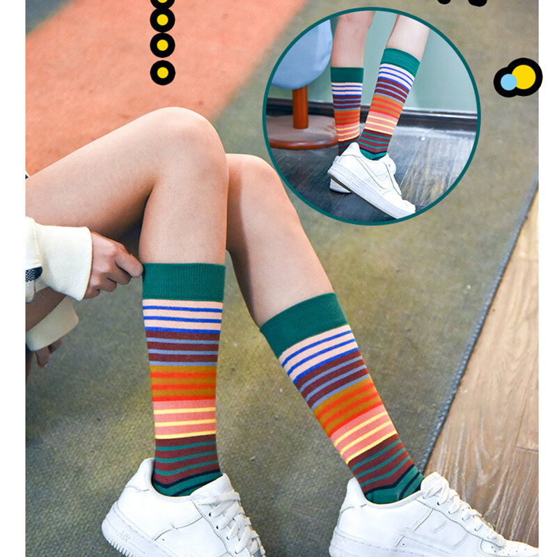 2023 bunte frauen Baumwolle Crew Socken Lustige gestreiften blumen Tier Muster Kreative Damen Neuheit Socken Für Geschenke