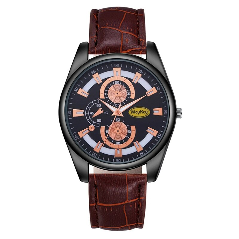 นาฬิกาข้อมือแฟชั่นสำหรับผู้ชายสายหนังแบบเรียบง่ายนาฬิกาควอตซ์นาฬิกาสำหรับนักธุรกิจอุปกรณ์ busana Casual เข้ากับทุกชุดนาฬิกาบุรุษ