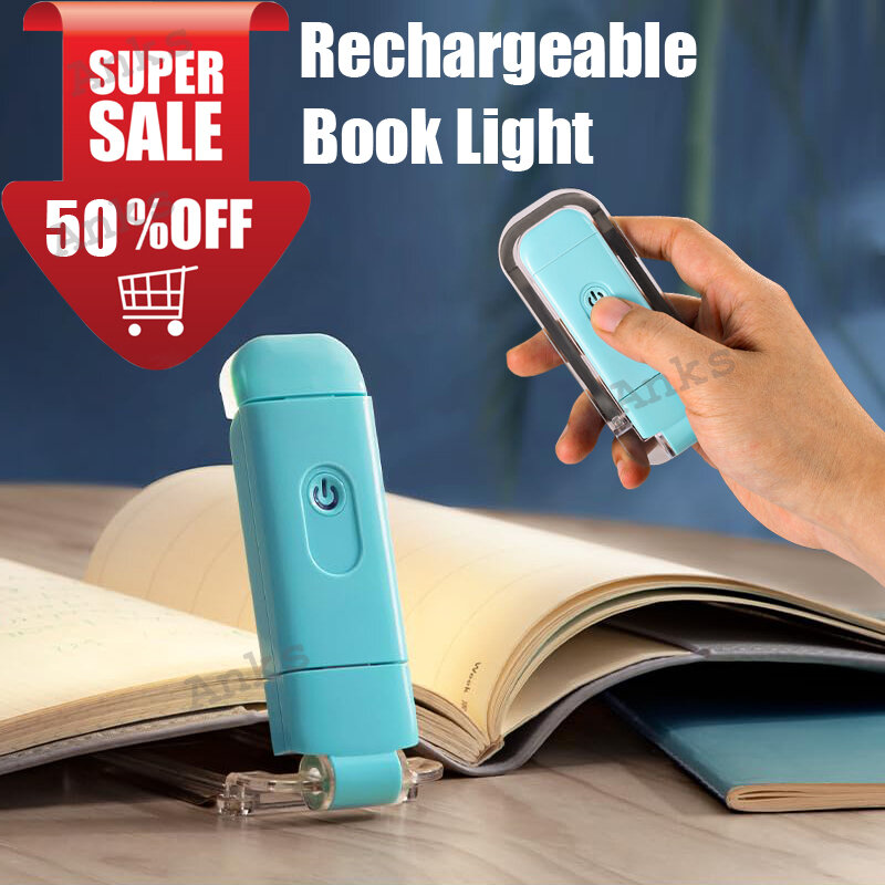 Lâmpada de leitura recarregável do livro, LED Clip on Book Lights, Brilho de bloqueio de luz azul brilhante, ajustável para Eye Care