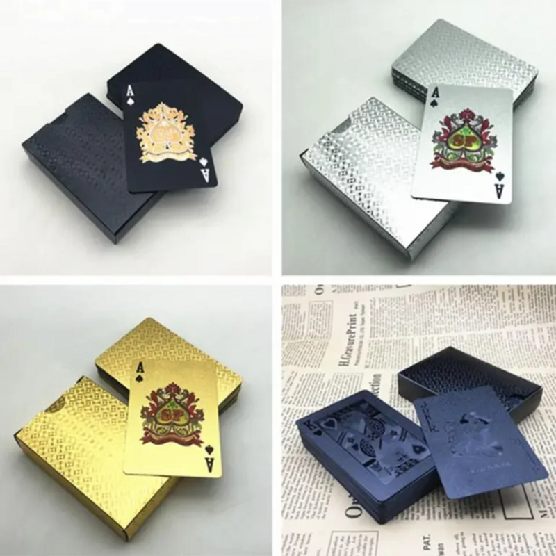New 24K Gold Playing Cards Plastic Poker Game Deck Foil Pokers Pack Magic Waterproof Card Gift Collection Gambling Board Game