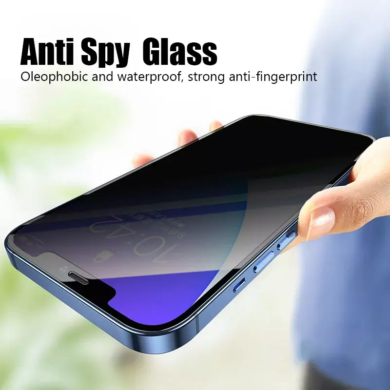 Protector de pantalla de privacidad para iPhone, vidrio templado antiespía para iPhone 15 PRO MAX, 15, 14, 13, 12, 11, XS Max, XR, 7, 8 Plus, 1-4 unidades
