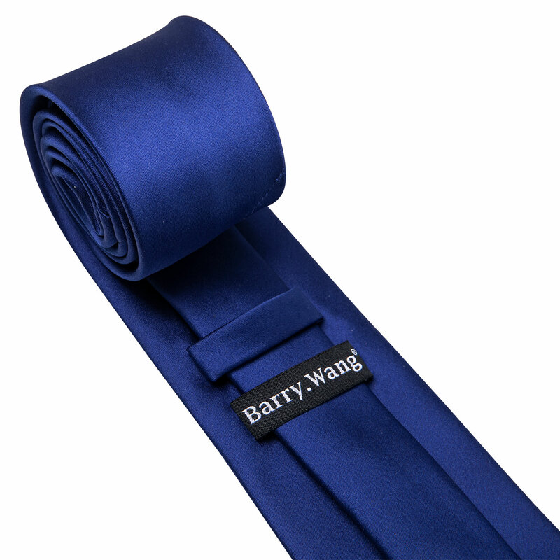 Blu Navy Solid Silk Mens Tie Pocket Square gemelli Set Smooth Plain cravatta cravatta per uomo Wedding Business Party Barry.Wang