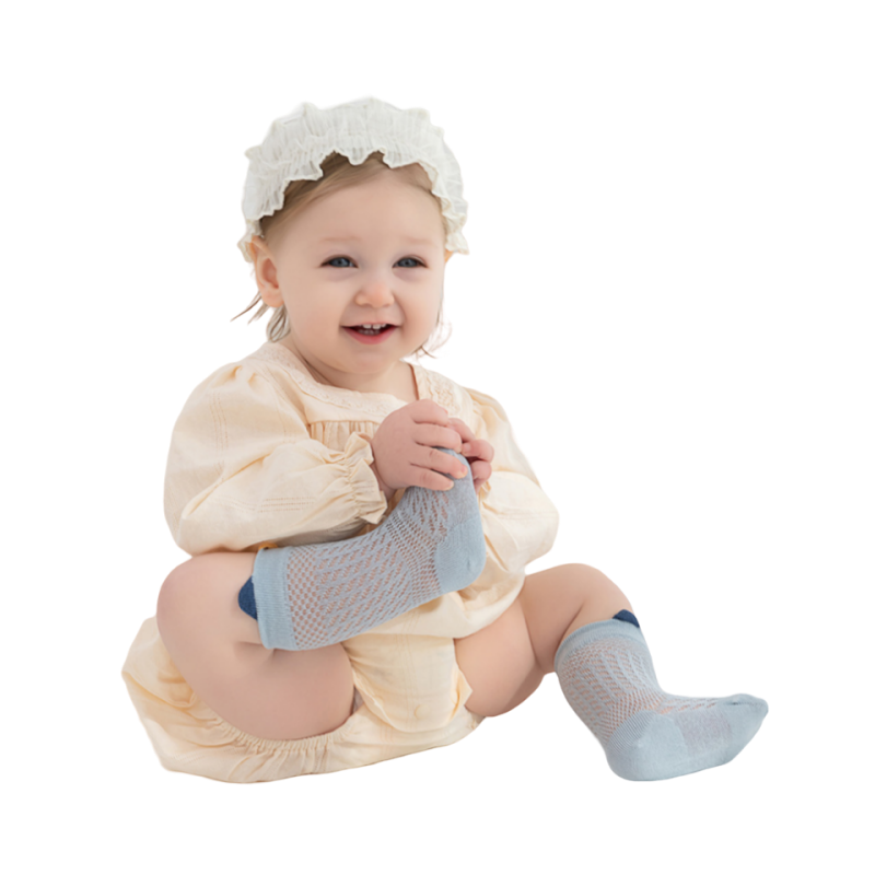 ถุงเท้ากันยุงสำหรับเด็กถุงเท้ากันยุงยาวปานกลางน่ารักตาข่ายฝ้าย