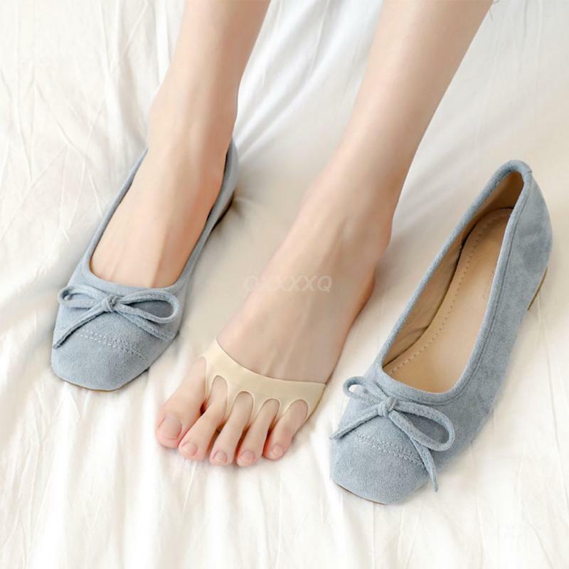 Soft  Cotton Foot Pad Pad For High Heel Shoes Half Pam Socks Shoes Insole Forefoot Sock Protection Pad Soft Cotton Split Toe Mat