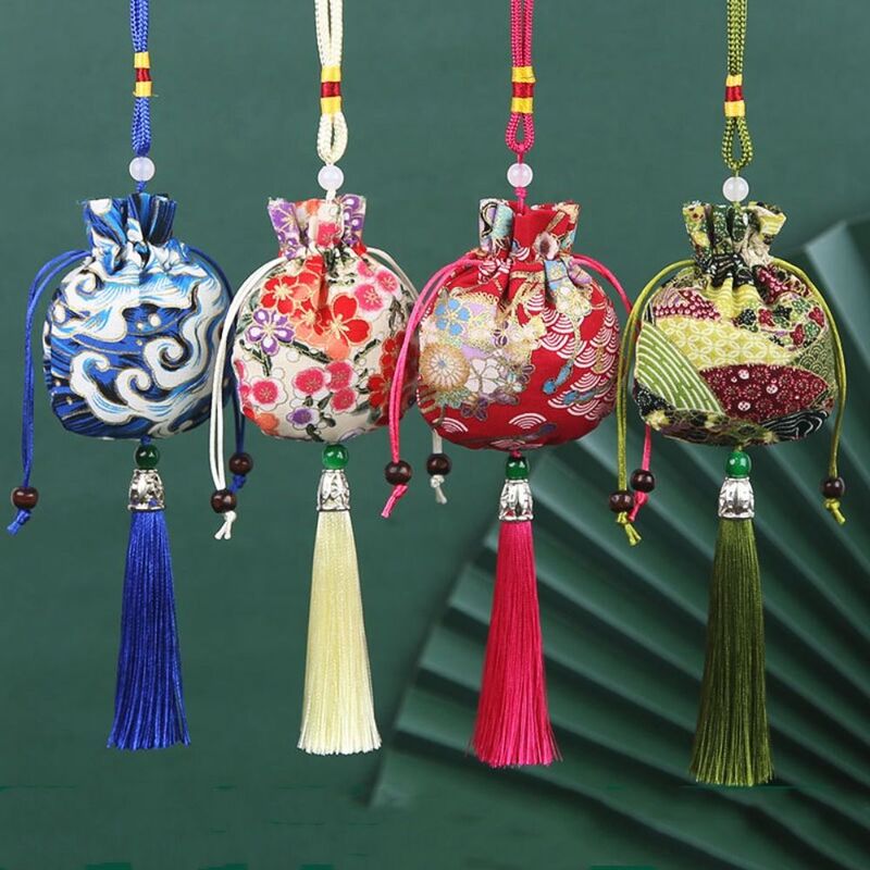 Kain cetak Sachet untuk diisi herbal wangi kantong kecil gaya Cina Sachet mobil gantung tas penyimpanan perhiasan liontin mobil