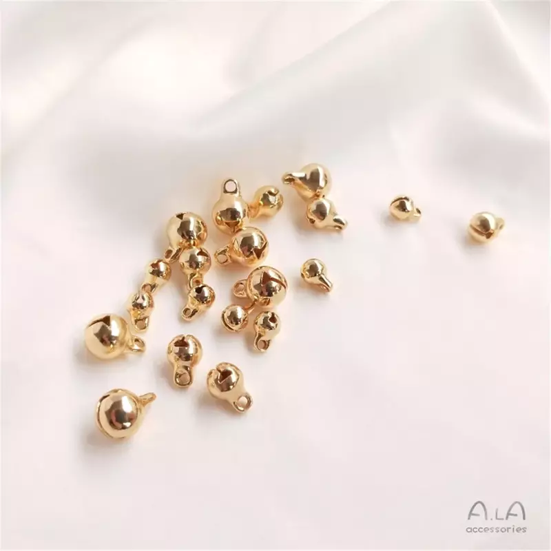 Campana chapada en oro de 14K, pulsera de cadena de mano artesanal, adornos, pendientes, accesorios colgantes