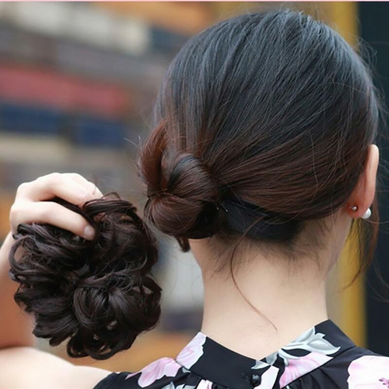 Elastic Wave Curly Chignon Synthetic Hair Bun Wig Ladies Ponytail Hair Extension Scrunchie ake Hair Extension Bun Wig Hairpiece