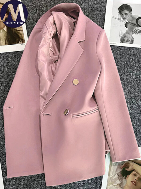 Frauen Mantel neuen Frühling Herbst 2024 elegante Freizeit solide lang ärmel ige Blazer koreanische Mode Luxus Loose Fit Damen bekleidung