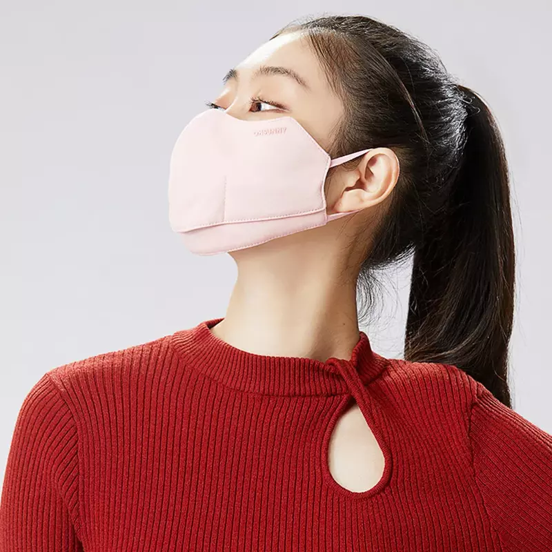 Ohsunny Frauen Winter Winddicht Staub-Proof Warm Halten Maske Sonnenschutz 3D Einfarbig Öffnen Atmungsaktive 2 Schichten Radfahren gesichtsmaske