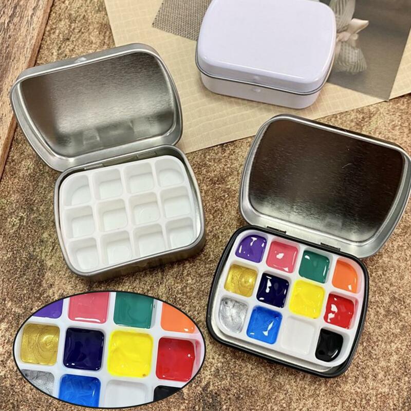 Scatola di imballaggio per acquerello tascabile da 3 pezzi 12 griglie Design portatile Mini scatola di immagazzinaggio per smalto per unghie Set di acquerelli per artisti