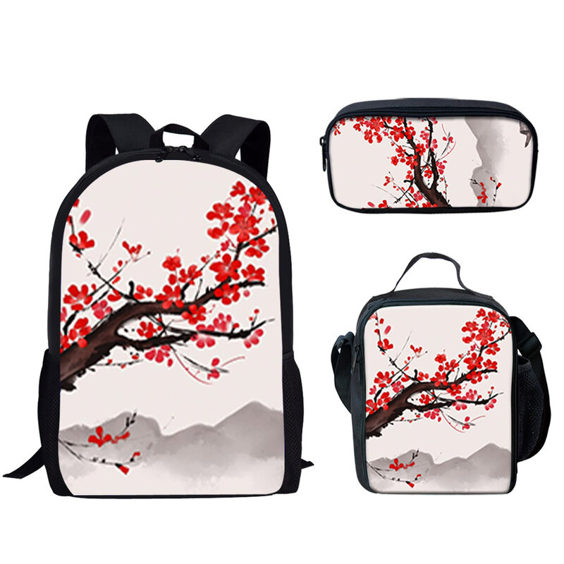 Casual School Bag Cherry Blossom Print Lightweight Backpack for Teen Boys Girls Travel Large Capacity Backpack Back to School