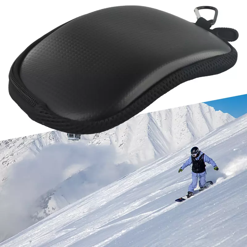 Durável Snowboard Glasses Case, Hard Case Bag para Snowboarding Eyewear, Compressivo PU Material, Ótimo para transportar, branco, preto
