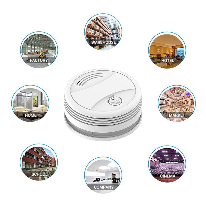 Cpvan sm05w wifi detector de fumaça alarme de incêndio tuya app vida inteligente aplicativo detector de incêndio detector de fumaça sensor de segurança incluem bateria