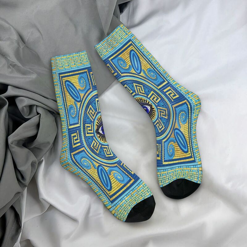 Mosaic Tile Ornament Evil Eye Socks Male Mens Women Spring Stockings Hip Hop