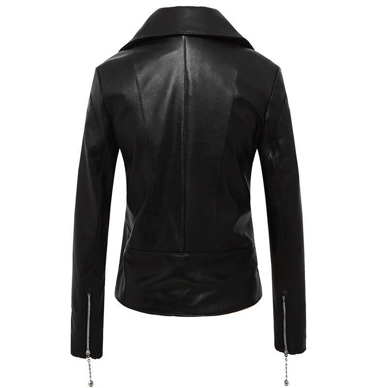 YR!Free shipping.Wholesales.Black women genuine leather jacket.street sheepskin coat.short soft leather jacket,cool