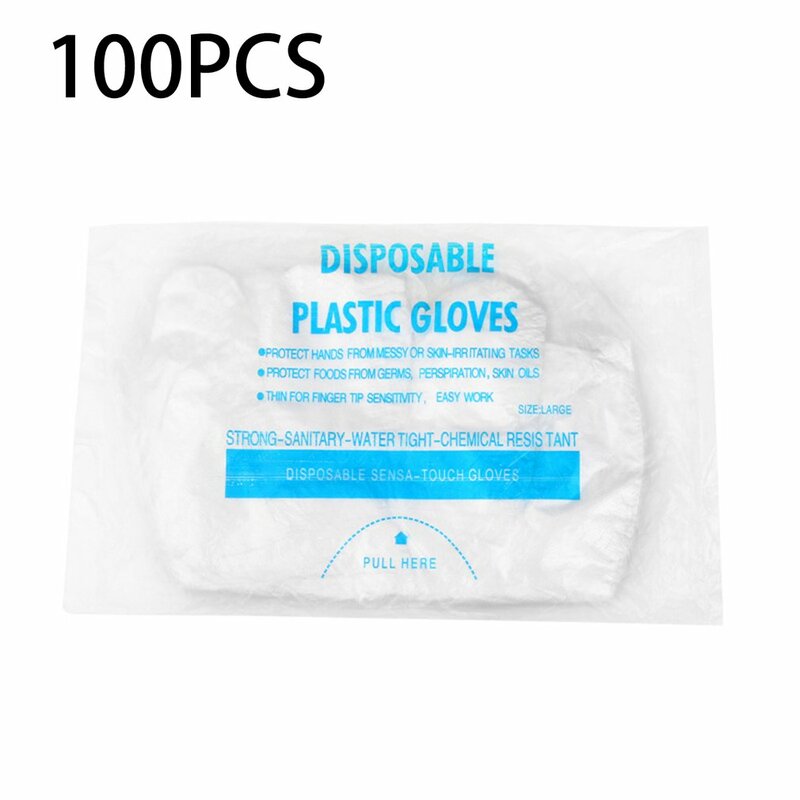 Перчатки одноразовые пластиковые прозрачные маслостойкие, водостойкие, 100 шт.