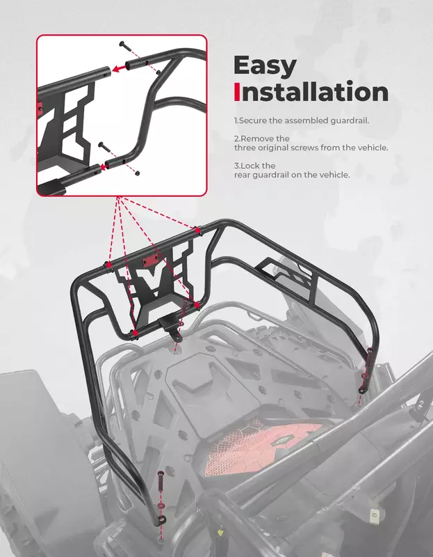 KEMIMOTO-Porta traseira metálica de carga para UTV, compartimento de cama preto, CFMOTO ZFORCE 950 H.O Sport 950 H.O EX 950 1000 Sport 2020-2024