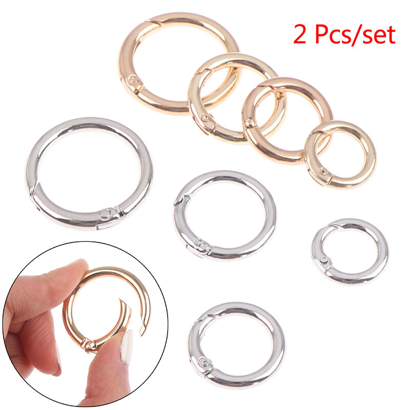 2Pcs O Ring Clasp Metal Spring Gate Keyring Buckles Clips Round Buckles Carabiner Handbags Dog Chains For DIY Jewelry Making