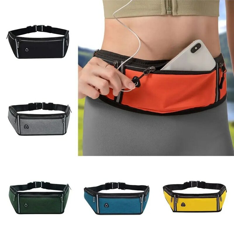 Nylon Running Waist Bag Fashion Wear-resistant with Reflective Tape Marathon Jogging Bag Running Belt Fanny Pack Men Women