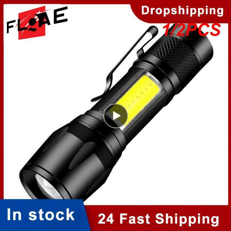 Zoom Mini lampe de poche LED XP-G Q5 Flash Light Lanterne Portable aste Éblouissement COB Lampe de poche Camping en plein air 1/2PCS