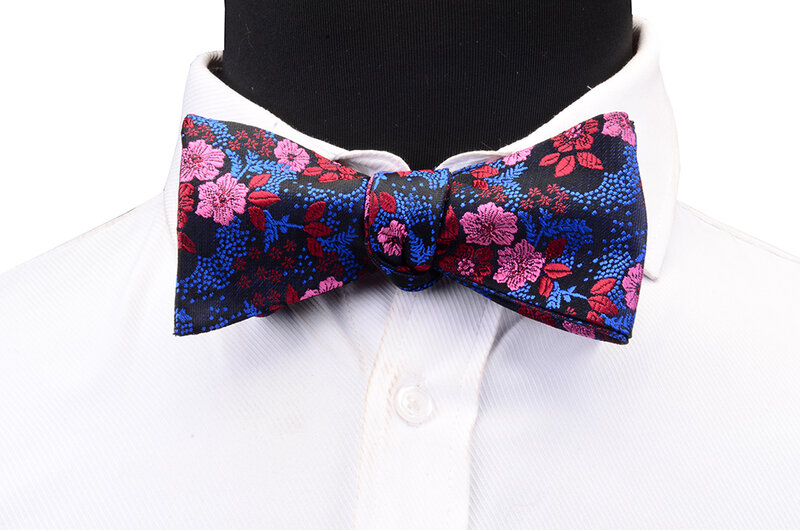 Fashion Red Black Green Yellow Silk Self-knotted Floral Bowtie for Man Party Business Office Wedding Gift Accessories Bowknot