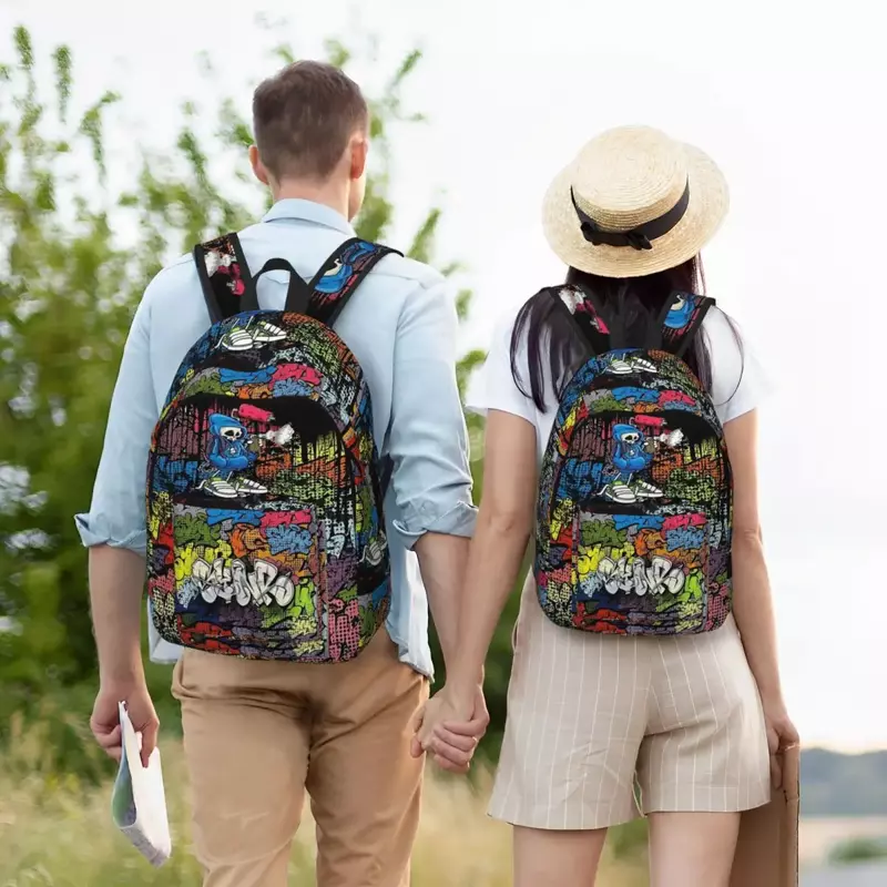 Ретро-рюкзак 70s с принтом граффити для мужчин и женщин, школьный портфель для учеников, рюкзак для начальной и старшей школы с карманами