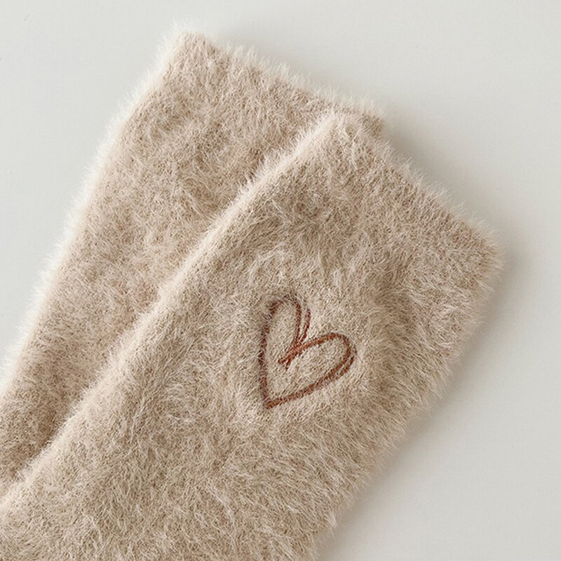 Desenhos animados Design extra grosso lã vison peles piso meias, Bonito espessado velo meias, Meias macias e confortáveis do sono
