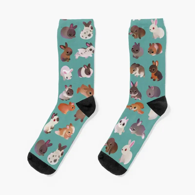 Bunny day - green Socks cute new in's Boy Child Socks Women's