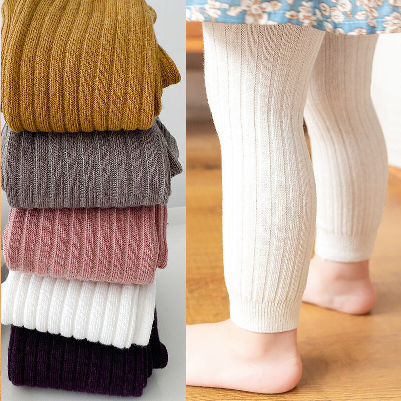 Celana Bayi Musim Gugur Musim Semi Legging Perempuan Baru Lahir Celana Katun Warna Solid Ketat Legging Anak-anak Anak-anak 0-6 Tahun