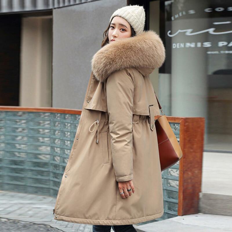 Parka con capucha para mujer, chaqueta acolchada con forro polar y cordón en la cintura, abrigo de invierno