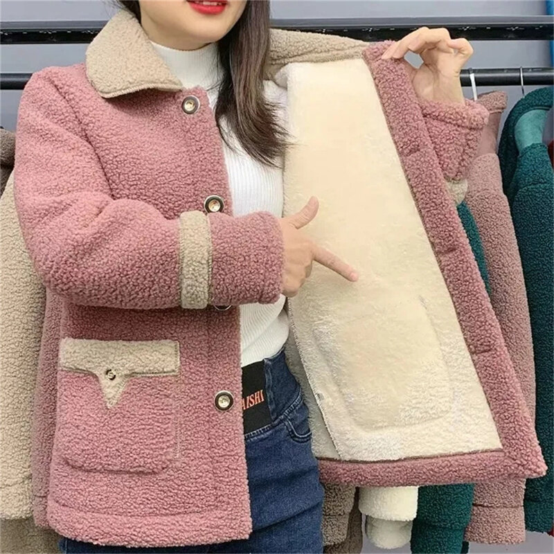 New Cashmere Coat Autumn And Winter With Velvet Padded Mother's Fur Coat Women's Long Imitation Fur Warm Coat Woman Thick